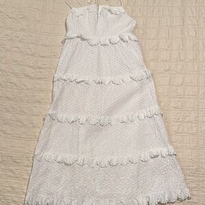 SAYLOR White Eyelet Tiered Sundress with Ruffle Details